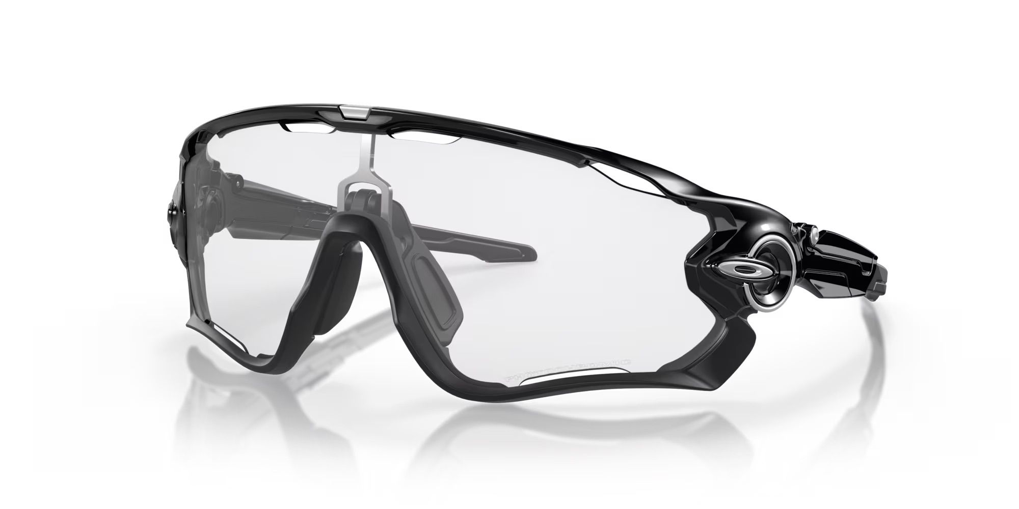 clear to black iridium photochromic Lenses,  polished black Frame
